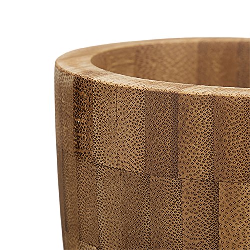 Relaxdays Mörser mit Stößel Bambus, rund, natürlich, hochwertig, Gewürzmörser, HxBxT: 10,5 x 10 x 10 cm, natur - 3