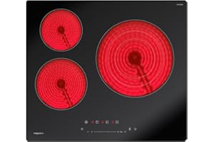 magicplux Plaque Vitrocéramique 3 Feux Encastrable, 59cm Plaque de Cuisson électrique, Zones Duales, 16 9 Niveaux de Puissance, Contrôles Tactiles, Minuteur, Convient à Toutes les für Alle Töpf, 6600W