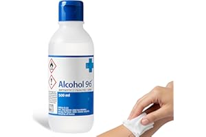 BABYZOCO Alcohol 96º, Etanol 96, Alcohol etílico desinfectante manos antiséptico, Ethyl alcohol ethanol, Alcohol sanitario para heridas, Alcohol de farmacia, Tapón seguridad, Concentración 96º, Contiene 500 ml