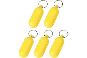 Vilgftyiet ovala flytande nyckelringar för kajakpaddling, båtliv, simning och flottning – 5-pack ABS-nyckelflytt, 6,4 x 2,5 x 2,5 cm, ljusgul
