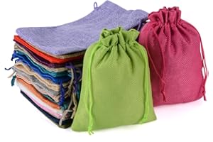 MAOOY Jutesäckchen 20 Stück,20 x 30cm Geschenktüten Säckchen, Leinensäckchen Stoffbeutel mit Kordelzug Geschenkbeutel für Schmuck Hochzeit Weihnachten Party