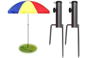 FENGAIM 2stk Sonnenschirmständer mit Rasendorn, Erdspieß Sonnenschirm, Rasendorn für Sonnenschirm, Abnehmbarer Sonnenschirmhalter, Tragbarer Schirmständer aus Metall für Strand/Sonnenschirm/Garten/Angeln