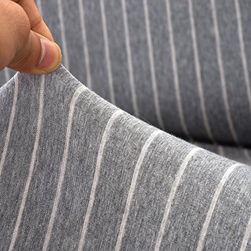 HYSENM Sofabezug Bambus-Baumwolle Elastisch Farbecht Hautfreundlich Rutschfest Anti-Pilling Unempfindlich Sofaüberwurf Für 1-Sitzer 2-Sitzer 3-Sitzer 4-Sizter Sofahusse, Grau+Weiß, 190-230cm - 5
