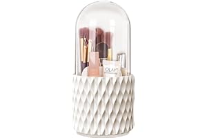 FIVAVA Make Up Organiser 360° Rotatable Makeup Brush Storage 5 Compartments Brush Holder Cosmetic Storage for Make-up, Lipstick, Brush, Makeup Brush Holder for Dressing Table