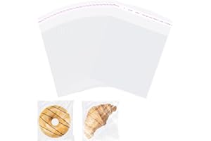 SUBTAVIK 100 Pezzi Piccoli Sacchetti di Cellophane Trasparenti Autoadesivi per Dolci, Biscotti, Gioielli, Regali e Forcine (13x15 cm/5,1x5,9 Pollici)