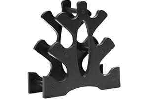 QOTSTEOS Support pour haltères en plastique à 3 niveaux en forme d'arbre, support de rangement pour haltères pour la maison, la salle de sport (Noir)