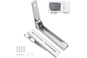 Bibykivn Mikrowellenhalterung mit Teleskoparmhaken, 2 Stk Mikrowellen Regal aus Edelstahl, Mikrowellen Halter Wand Faltbarer Universal-Wandhalterung für Mikrowelle Küchenregal Backofen (Silber)