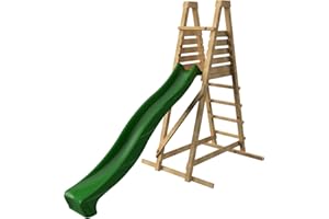 MASGAMES | Tobogán Mola XL | Madera tratada | Altura Plataforma 150 cm | Anclajes incluidos | Conector a Manguera |