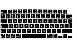 Arisase Ultradünne Silikon-Tastaturabdeckung für MacBook Pro 16 Zoll / Pro 14 Zoll mit M3/M3 Pro/M3 Max Chip (Modelle: A2991 & A2918 & A2992) weiches Schutzzubehör EU/UK-Layout (Deutsch)
