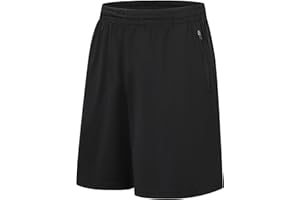 Ewbob Boys Sports Shorts Kids Quick Dry Lightweight Gym Football Running Shorts with Zip Pockets and Drawstring Waist