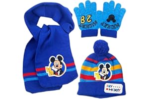 KSOPSDEY M-innie Fro-zen Invernali Sciarpa Set，Cappello con Pompom, Sciarpa tubolare e guanti M-inn-ie Mouse，Set Cappello Guanti e Scaldacollo Invernale Cappellino Bambina，Regali invernali per bambini