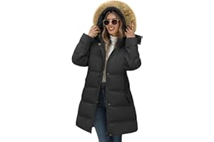 Yuson Girl Abrigos de Invierno para Mujer Chaqueta Largo Plumon Acolchada Abrigos Cazadora Gruesa Elegante Larga Puffer Parkas Forro Polar Cálido Otono Exteriores Chaquetones
