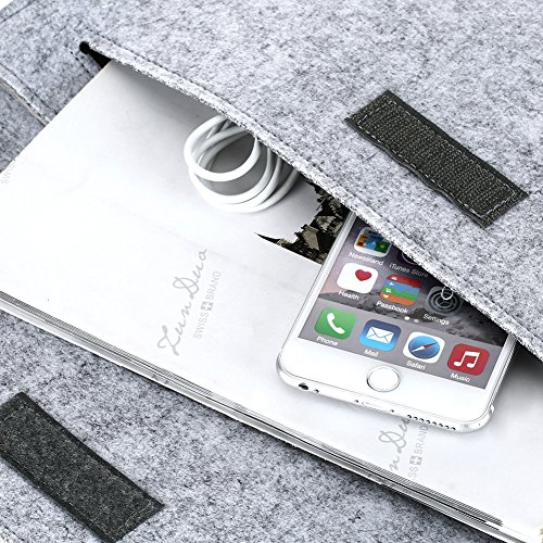 dodocool 13,3 Zoll Filz Sleeve Hülle Ultrabook Laptop Tasche für 13″ Macbook Air/ Pro Retina 12,9 Zoll iPad Pro, Grau - 5