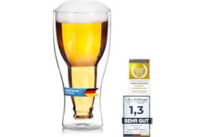 DIMONO Verre à bière à double paroi Inside Out Upside Down Bouteille de bière en verre (1 verre)