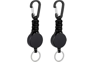 Zeeorymn Porte-clés Extensibles,Porte Badges Mousqueton,Enrouleur Retractable de 60cm avec Ressort Renforcé et Résistant Pour Porte-cartes, Porte-badge d'identité（2Pcs）