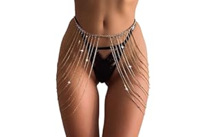 Clataly femmes taille Body Chain Layered Crystal Waist Chain sexy bikini plage ventre chaine Body accessoires bijoux (Or)