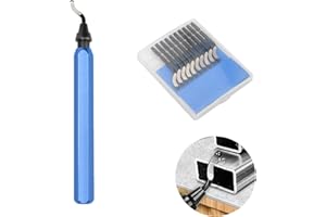 BLOOMIQUE Deburring Tool Set, Metal Handle Hand with 10PCS BS1010 High Speed Steel Blades Hand Deburring Tool Set 360 Degree Rotatable Pen Reamer Burr Remover tool for Cutting Deburrs Metal Wood or Plastic