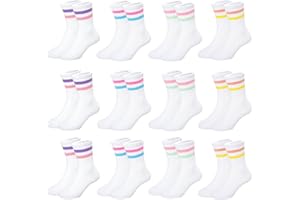 Jeayita Socken Mädchen 95% Baumwolle Sportsocken Kinder Tennissocken Kinder Atmungsaktiv Elastisch Schulkind Kindersocken12 Paar