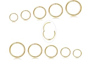 Diamday 10 Pcs 6-14mm 316L Steel Nose Rings Septum Piercing Cartilage Hoops 16G 18G Segment Ring Body Piercing Nose Hoop Lip Rings Helix Earrings For Women Men