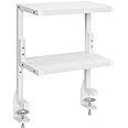VIVO Clamp-on 13 inch Above or Below Desk 2-Tier Shelving Unit for Table Accessories, Gaming Devices, and More, Storage Tray, Desktop Organizer, White, STAND-SHELF2CW