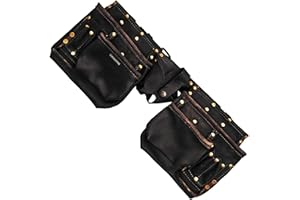 Tzone 12 x Pockets TOOLZONE PREMIUM Tool Belt | BLACK OIL TANNED | GENUINE Leather | Double Pouch | Builders | Construction | Carpentry | Work Bag | Nails Power Tools | DIY | Workshop | UK FREE P&P