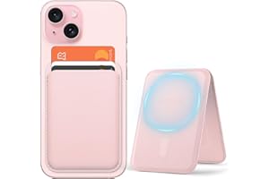 OCASE Porte-Cartes Magnétique, Support Réglable, Compatible avec MagSafe, Cuir Synthétique, pour iPhone Séries 16/15/14/13/12 (Exclu Séries Mini) et Coque per MagSafe - Rosé