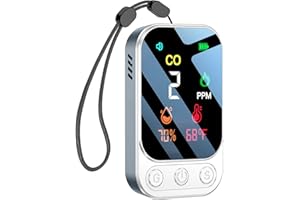 HAKINAKU Tragbarer CO-Melder Kohlenmonoxidmelder, Mobiler CO-Warner Kohlenmonoxid Warnmelder, CO-Messgerät CO-Messer mit Temperatur- & Luftfeuchtigkeitsanzeige, für Reise Camping, HD09-Grau