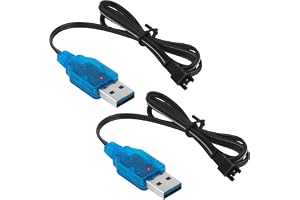 3,7 V USB-laddare med SM-2P-uttag för Li-ION/LiPo-batteri | 2 st laddarkablar för batterier, intelligent LED, kompatibel med RC-bilar, RC-buggy och RC-leksaker