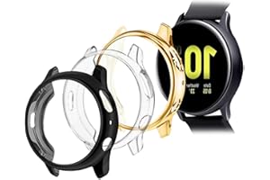 OcioDual 3-pak etui ochronne z TPU, kompatybilne ze smartfonami Samsung Galaxy Watch Active 2, czarno-złoty/przezroczyste, 40 mm