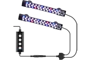 hygger Zweikanal-Tauch Submersible Aquarium Beleuchtung,12W Full Spectrum LED Aquarium Lamp mit 7 Farben und Einstellbarer Helligkeit, Fish Tank Light mit Drei Perlenreihen für 15-60L Tanks(2)