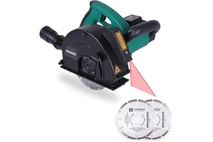 VONROC Rozadora de pared con láser - 1700W - 150mm - Incl. 2 discos de diamante, adaptador de aspiradora y bolsa de almacenamiento (Incl. 4 discos)