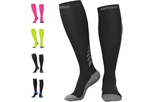 Awenia Calcetines de Compresión Deportivos Medias Transpirables para Hombres y Mujeres, Evitan el Sudor y la Fatiga, Protegen Las Articulaciones del Pie y la Pantorrilla, para Crossfit Fútbol