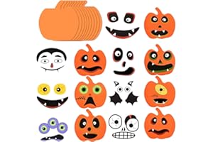 Wishstar Halloween Basteln Kinder, 16pcs Halloween Kürbis Aufkleber, Aufkleber Dekoration Kit DIY, Halloween Kürbis Sticker für Halloween Party, Kinder Bastel Party Dekorationen