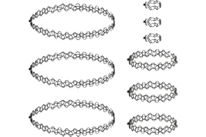 LICQIC 90s Choker Necklace Kit, Tattoo Choker Necklace, Elastic Stretchable Neon Chokers, Gothic Tattoo Choker Chain Jewelry for Women Girls