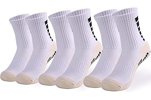 SKEXIOD Grip Socks Football,3 Pairs Anti-Slip Slipper Socks for Men Women Athletic Breathable Sports Socks with Anti-Blister Rubber Pads for Football Basketball Soccer Volleyball Yoga Running Trekking Hiking