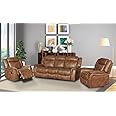 SC Furniture Ltd Tan Brown High Grade Leather Gel Reclining 3 Seater Sofa + 2 Recliner Armchairs Sofa Suite CLIFTON (3+1+1)