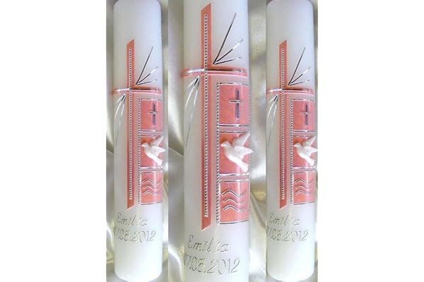 Cierge de baptême ou de communion pour enfants - 400/40 mm - VT-47 - Avec accessoire pour personnalisation