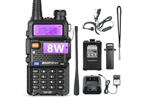 VINEYUAN UV-5R 8W Walkie Talkie Haute Puissance FM Radio 128 canaux Radio Communication Transmetteur-récepteur avec écouteurs Noir