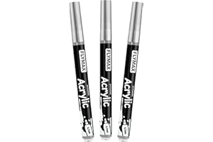 FLYMAX Rotulador Acrilico Plateado 0,7 mm – Marcador Permanente Pintura Acrílica Plateado, Indeleble, Punta fina, Impermeables, De secado rápido (Paquete de 3)