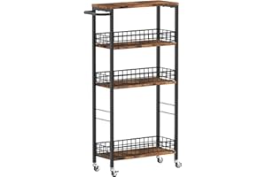 Nandae Carrello a 4 Ripiani, Carrello Cucina Salvaspazio con Ruote, Struttura in Acciaio, Maniglia, Carrellino Piccoli Spazi, Bagno Salotto Studio