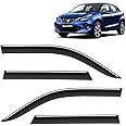 KINGSWAY® Baleno Side Door Visor Car Rain Guard Compatible with Maruti Suzuki Baleno (Year 2019 to 2022) All Model - Chrome Lined Rear Window Wind Deflectors, Polycarbonate, Smoke, Set of 4 Pcs
