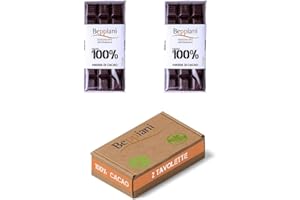 Beppiani 100% Massa di Cacao, Cioccolato Artigianale, vegana, senza zucchero, ricca di antiossidanti, per diete bilanciate – Made in Italy set (2 Tav. Classica)
