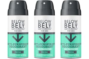 Below the Belt Grooming Fresh Underarm Anti-Perspirant Deodorant Spray For Men, 48 Hour Protection For A Clean And Fresh Fragrance 3 x 150ml