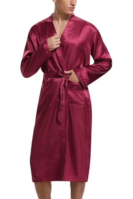 Tuta Kimono Giapponese Uomo In Tessuto Jacquard - Pigiama Morbido O Loungewear, Maniche Lunghe, Con Lacci