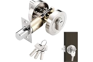 DONGNESI Deadbolt Door Lock, Round Internal Door Lock with Key, Single Cylinder Deadbolt, 35-50mm Zinc Alloy Security Gate Locks for Bedroom, Entrance Passage (Silver)