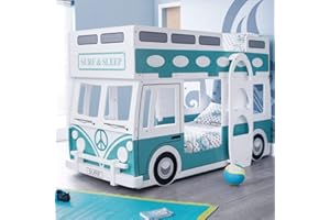 HAPPYBEDS Wooden Kids Theme Bunk, Happy Beds Campervan Bunk Bed - 3ft Single (90 x 190 cm) with 2 Spring Mattresses Included