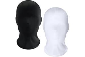 Jiamaohua 2Pcs Unisex Full Face Mask Elastic Halloween Faceless Mask Adult Breathable Full Head Cover Spandex Masks Morph Mask for Halloween Cosplay Party Costume Carnival Night Role Playing