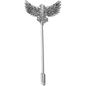 Mahi Premium Silver Eagle-Shaped Mens Brooch Lapel Pin with Antique Rhodium Plating for Coat, Blazer, Jodhpuri (BP1101245R)