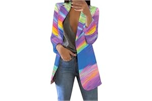 SCBFDI Women's Suits & Blazers, Blazers for Women Long Sleeve Button Open Front Blazer Jacket Solid/Hawaii Print Trendy Suite Coat with Pockets