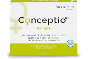 GRANIONS | Conceptio Femme | Contribue à la fertilité Féminine | Vit. B9 (Acide Folique), Vit. grp B, Vit. C, Vit. A, Dha, | Iode, Zinc, Sélénium | Marque Française | Programme de 30 Jours